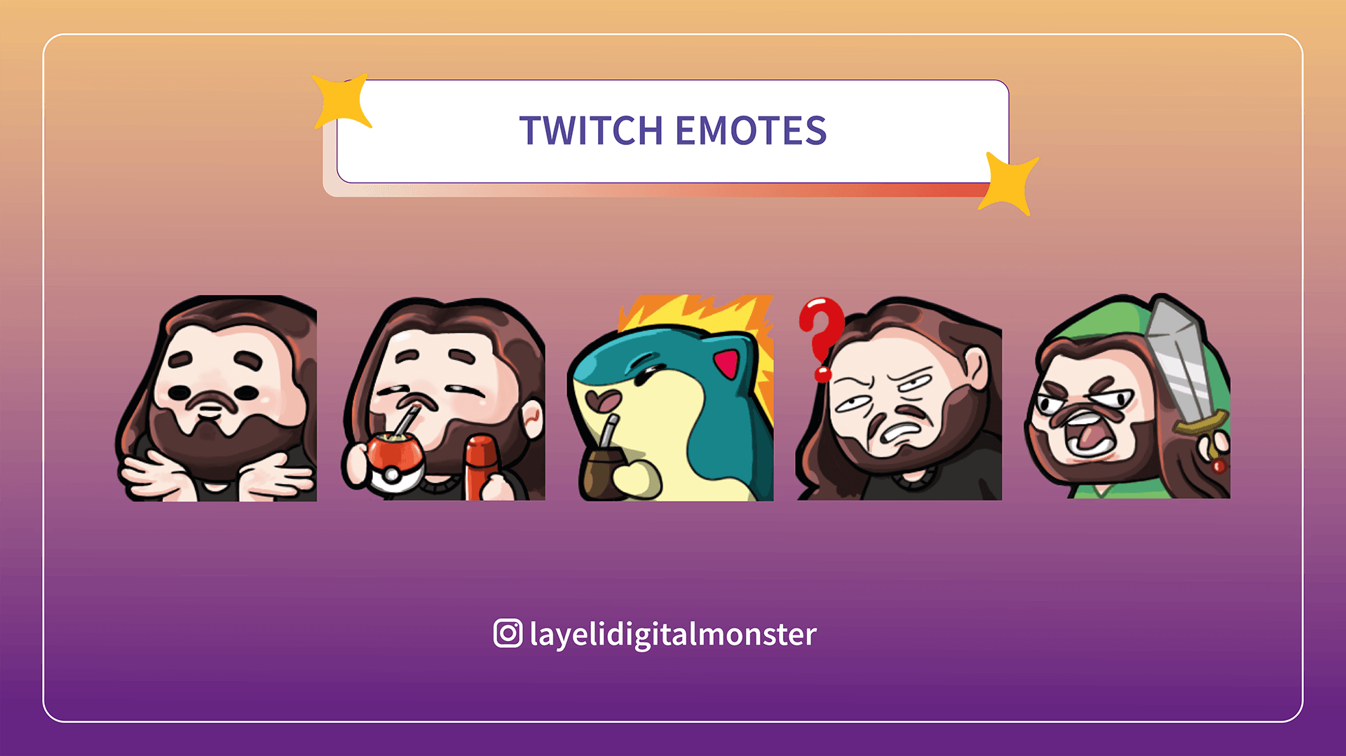 Colección de cinco emotes personalizados para Twitch